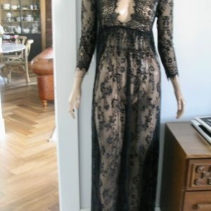 KATE KASIN SHEER BLACK LACE MAXI DRESS NWT